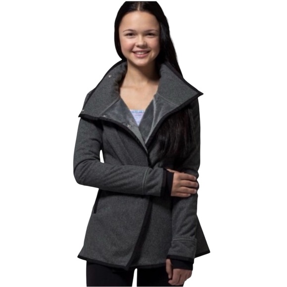 Ivivva Lululemon Big Business Wrap Jacket Youth Girls Sz 12‎ Gray Cozy Soft - Picture 1 of 16